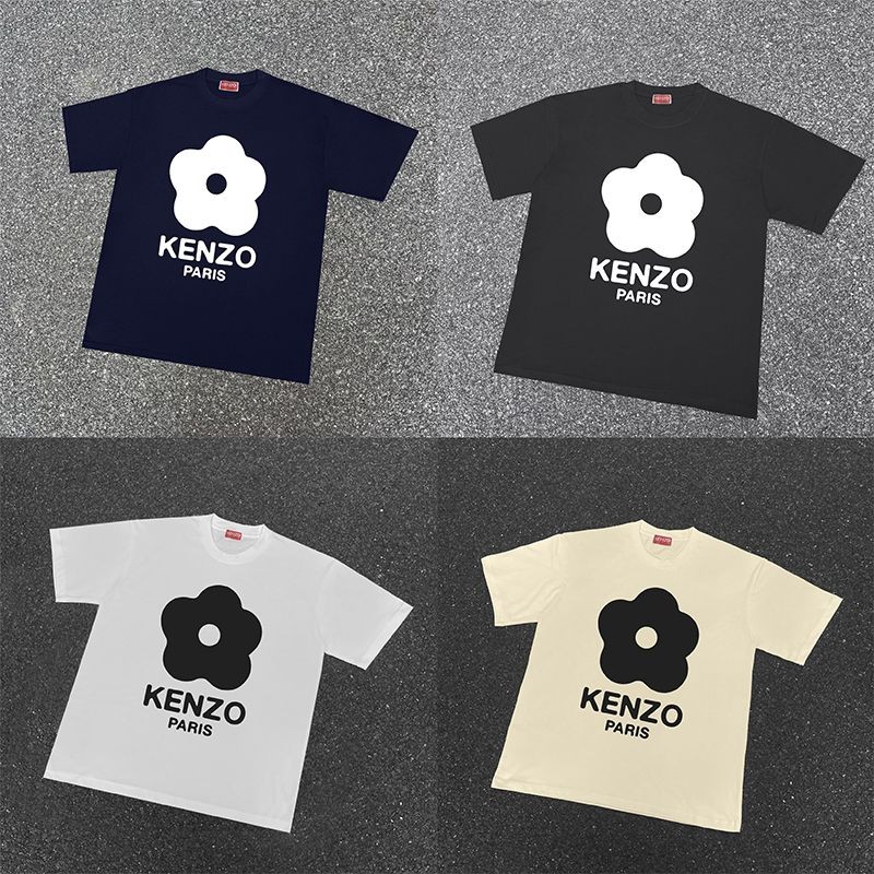 Kenzo's Letter Big Flower Print Loose T-Shirt Men Women Fashion Casual ...