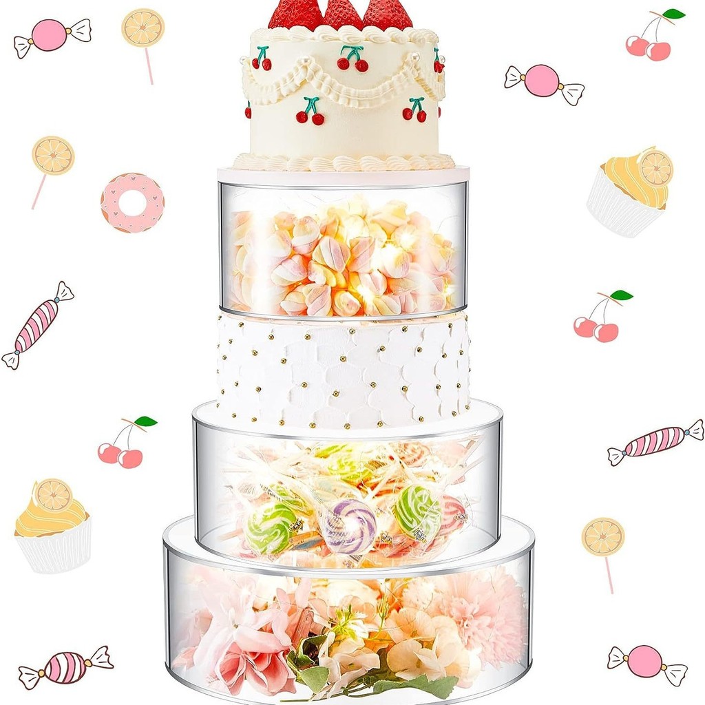 Acrylic Cake Stand Fillable Cake Risers Clear Cake Tiers Stackable Cake ...