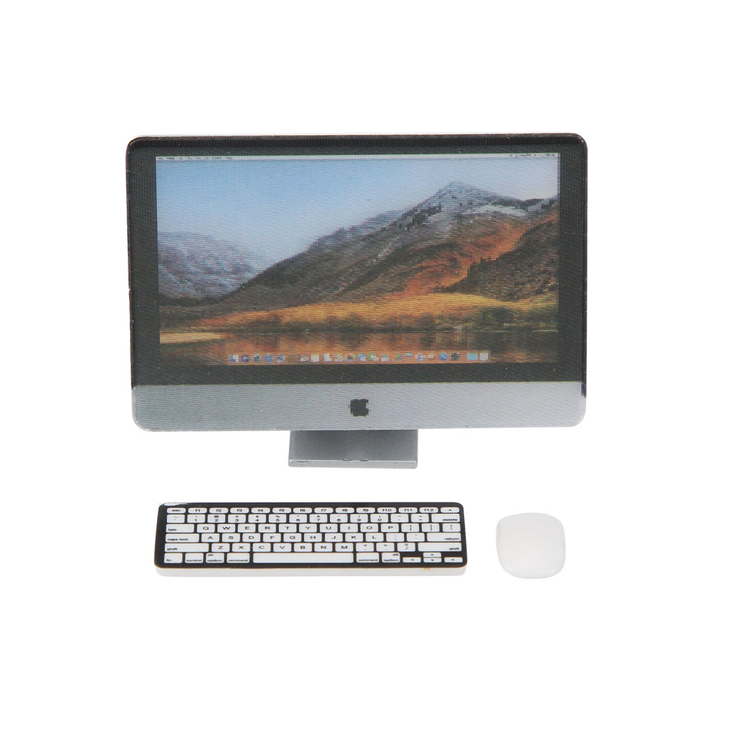 1:12 Scale Mini Computer Set with Screen Keyboard Mouse Dollhouse ...