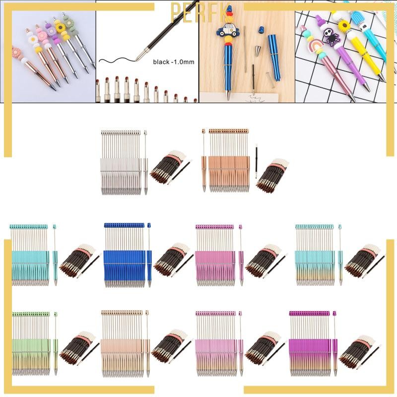 [Perfk] 20Pcs Beadable Pens Black Ink with 50Pcs Refills Novelty School ...