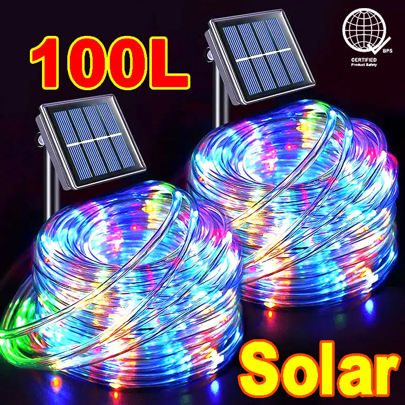 Ligyetor Solar PVC Rainbow Tube Lights LED Waterproof String Lights for ...