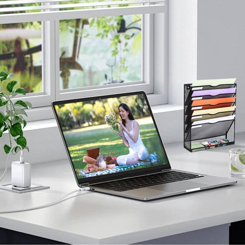 henye-ph Desk File Organizer Mesh 5 Tier Hanging Wall Mount Document ...