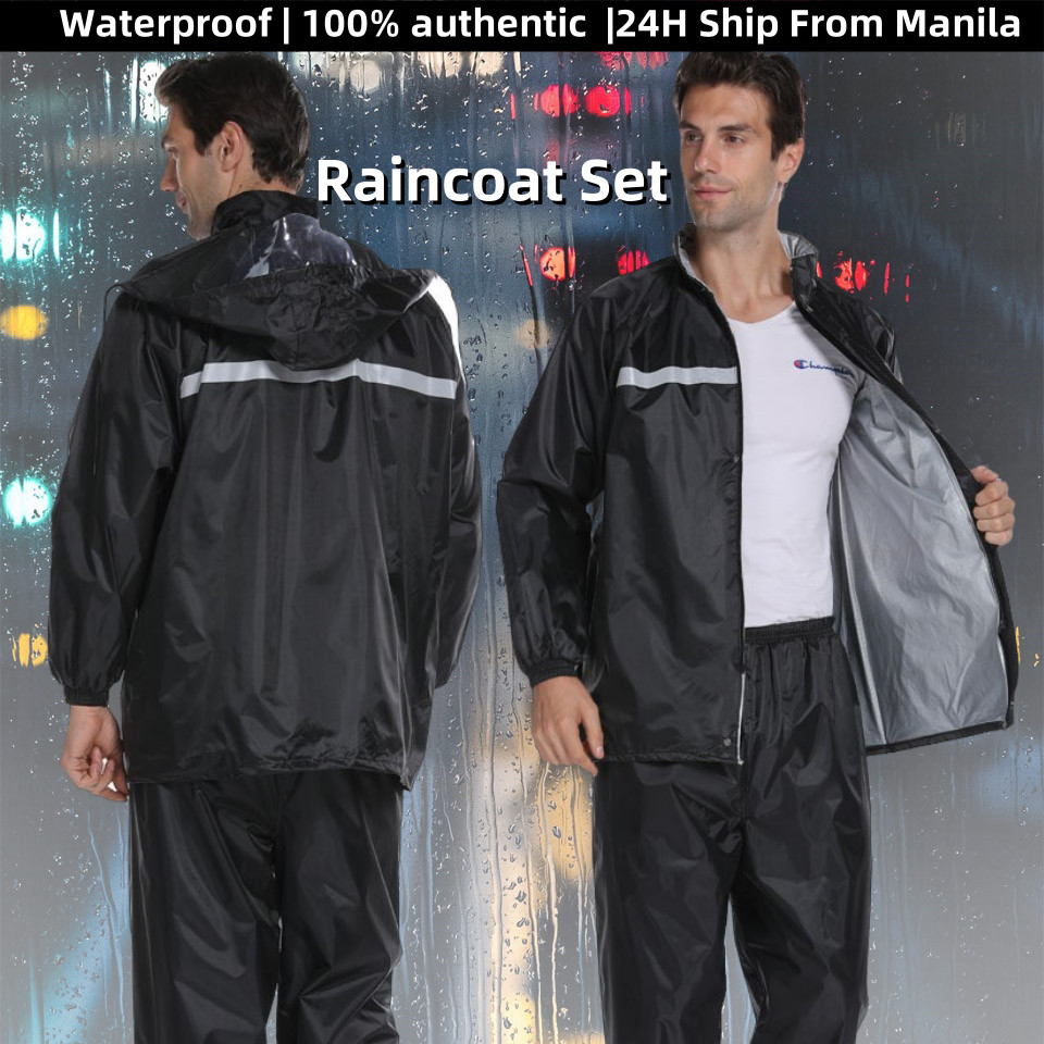 Rain Coat Water Resistant Unisex Outdoor Glow The Dark Stripe ...