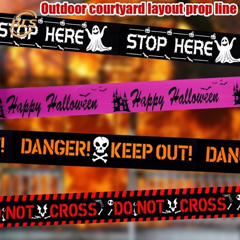 6m*7.5cm Halloween Props Warning Line - PE Skull Head Warning Tape ...