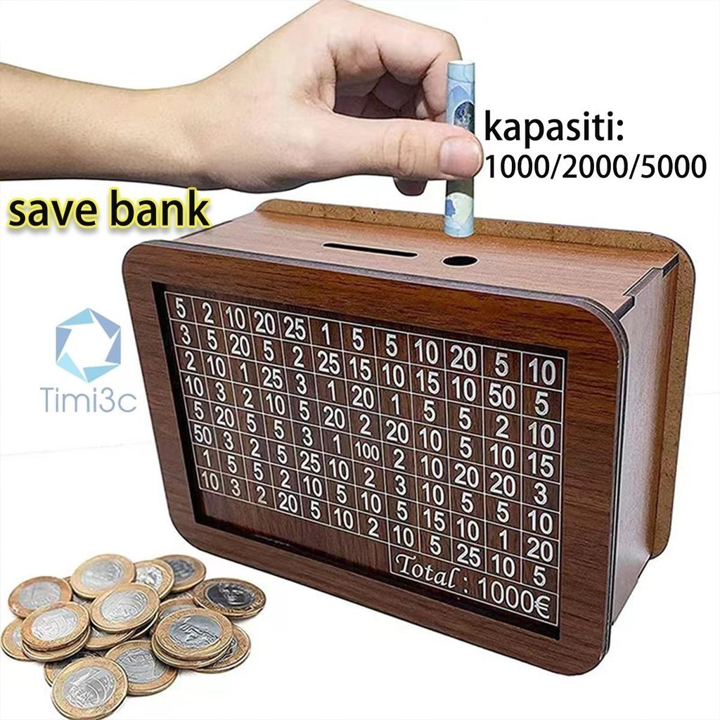 Money Box save Bank Wood Money Bank, Reusable Money Box With Saving ...