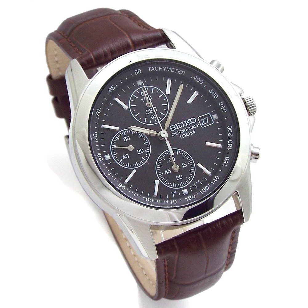 SEIKO Chronograph Watch Leather Belt Set Domestic Seiko Regular distribution Black SND309P1 BR parallel import