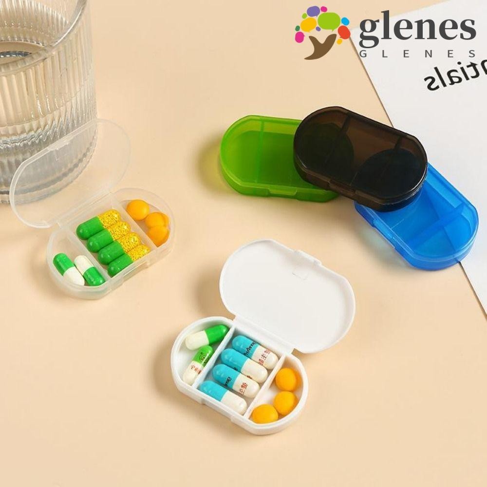 GLENES Mini Pill Box, Three Compartments Transparent Small Medicine Box ...