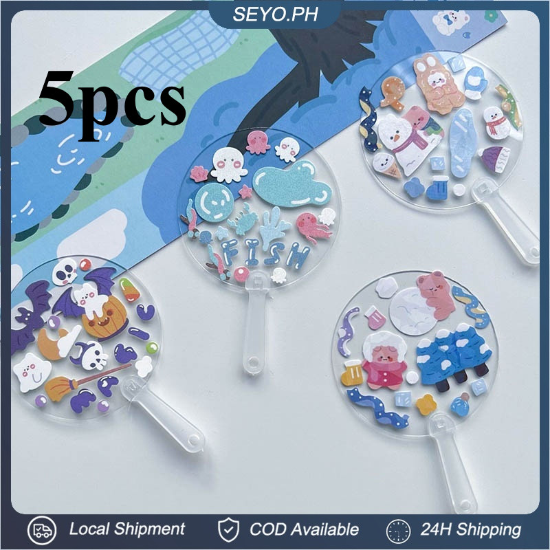 5/10Pcs DIY Transparent Gudetama Fan Star Support Fan Portable Handheld