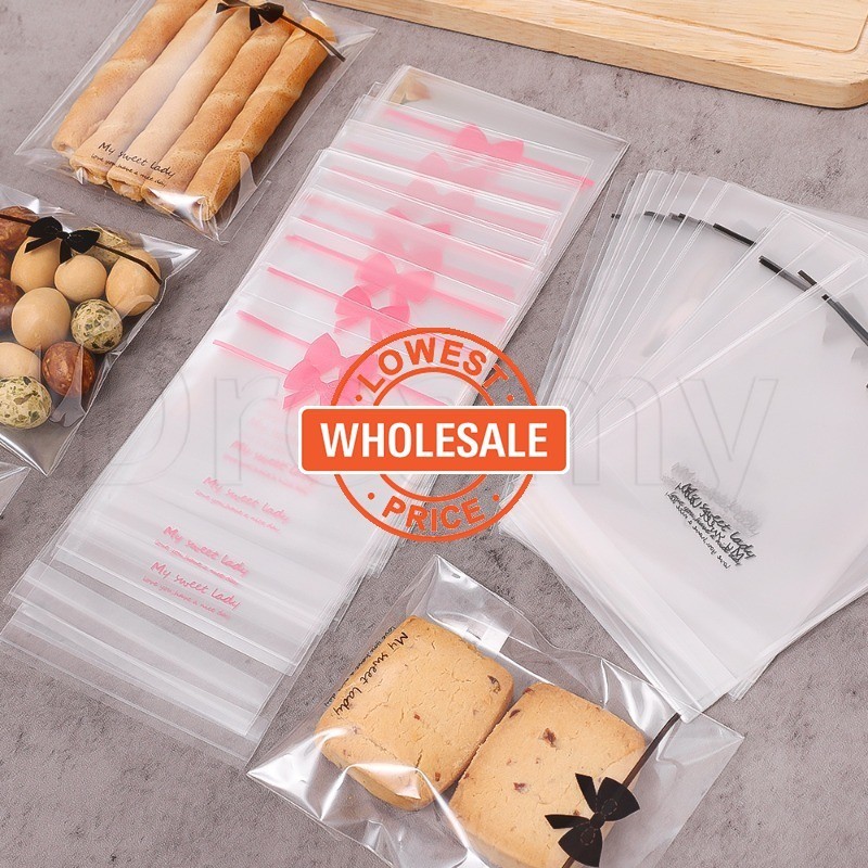 [Wholesale] 50Pcs Transparent Bow Selfsealing Bags Stickers, Small