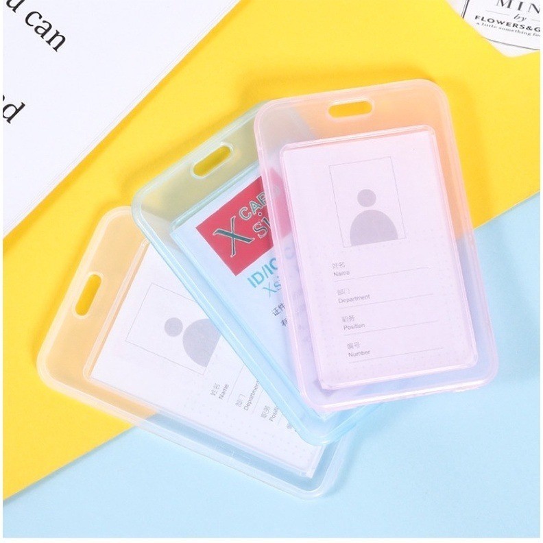ID Card Transparent Case Plastic Card Holder Jacket School Office ...