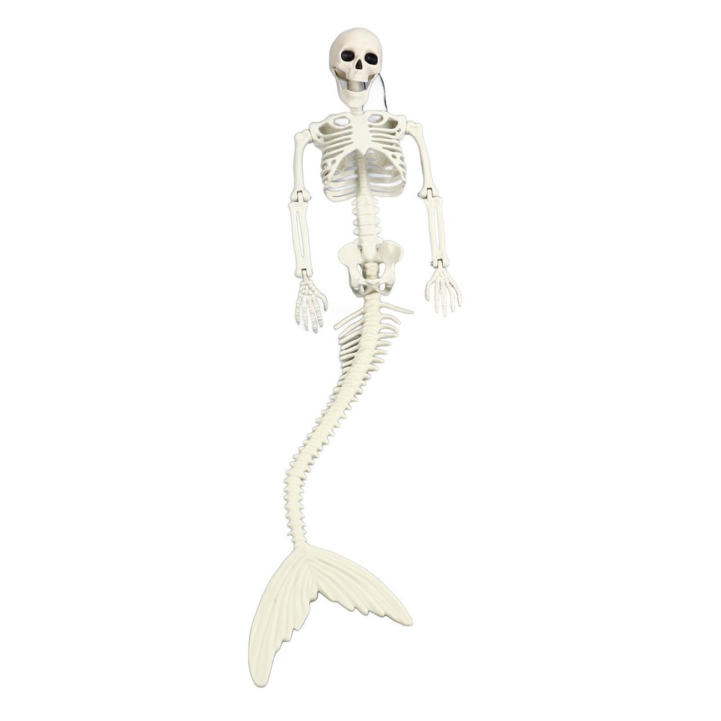 Life Size Skeleton Mermaid Halloween Outdoor Decorations Movable