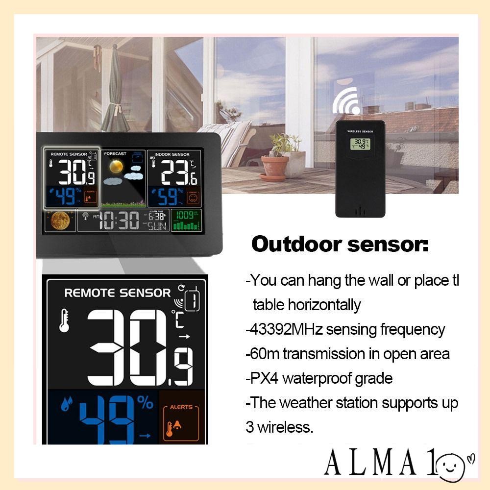 ALMA Weather Station Outdoor Atomic Clock Calendar Backlight Weather