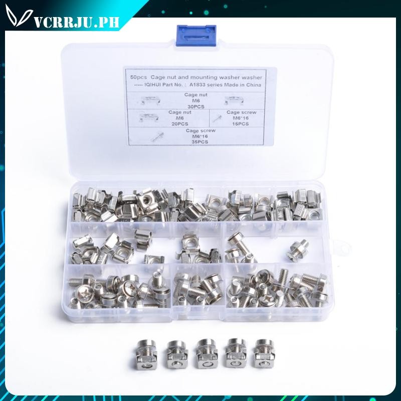 Kwmobile 50-Pack M6 Cage Nuts Kit – Bolts, Washers & Tool For Server Rack Installation