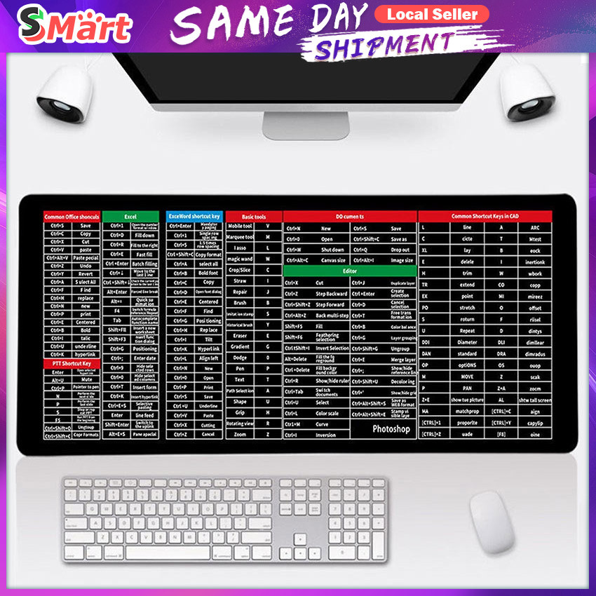 Excel Shortcuts Pattern Large Mouse Pad Office Desk Mat Computer ...