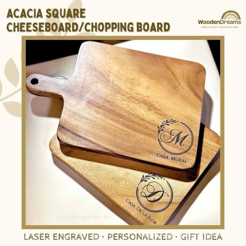 Personalized Acacia Square Cheeseboard | Charcuterie Board | Chopping ...