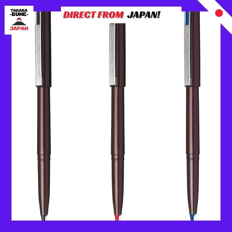 Pentel Plastic Fountain Pen Plaman 3Color Set JM20STAMZ Black, Red