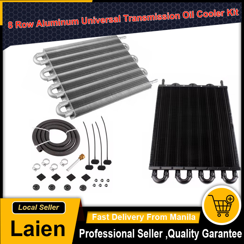 8 Row Aluminum Universal Transmission Oil Cooler Kit Oil Radiator Auto ...