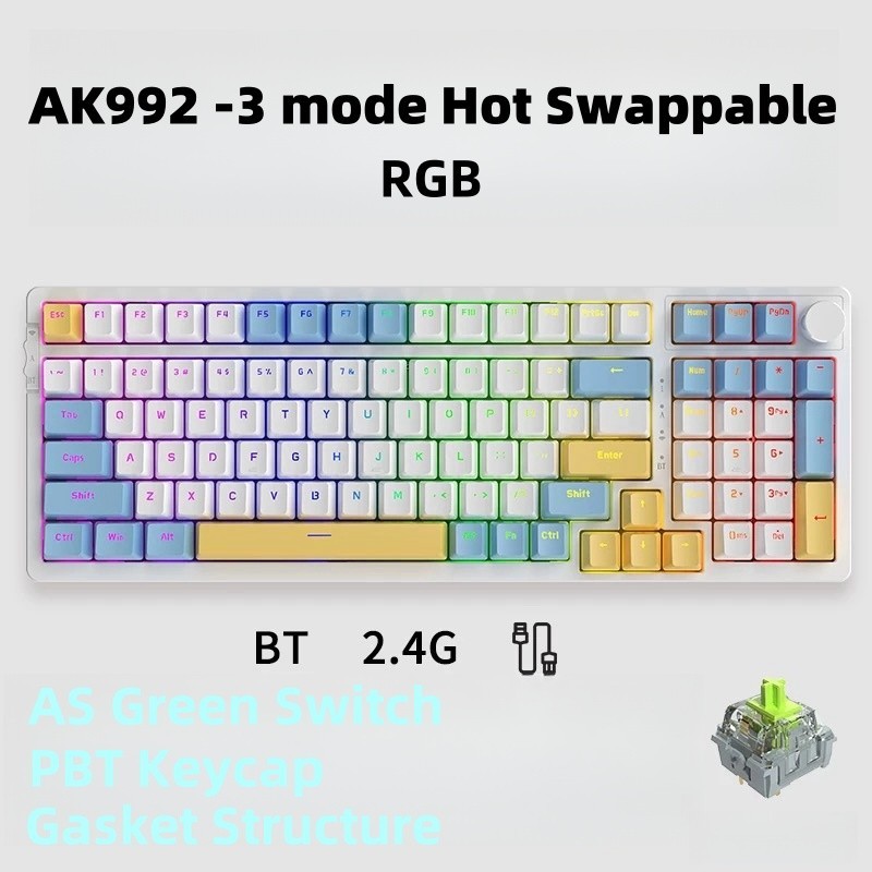 Ajazz AK992 Wireless and Wired Mechanical Keyboard Customization Gasket ...