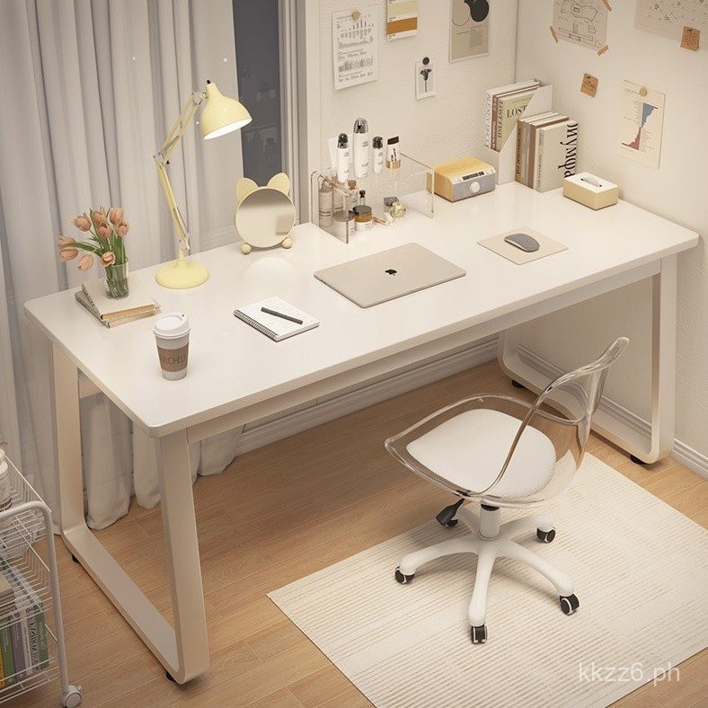 Cream Style Computer Desk Desktop Desk Simple Home Desk Bedroom Wire ...
