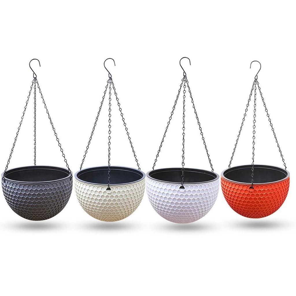 【Hot】Rattan Plaited Hanging Baskets Garden Plant Flower Pot Resin Plant