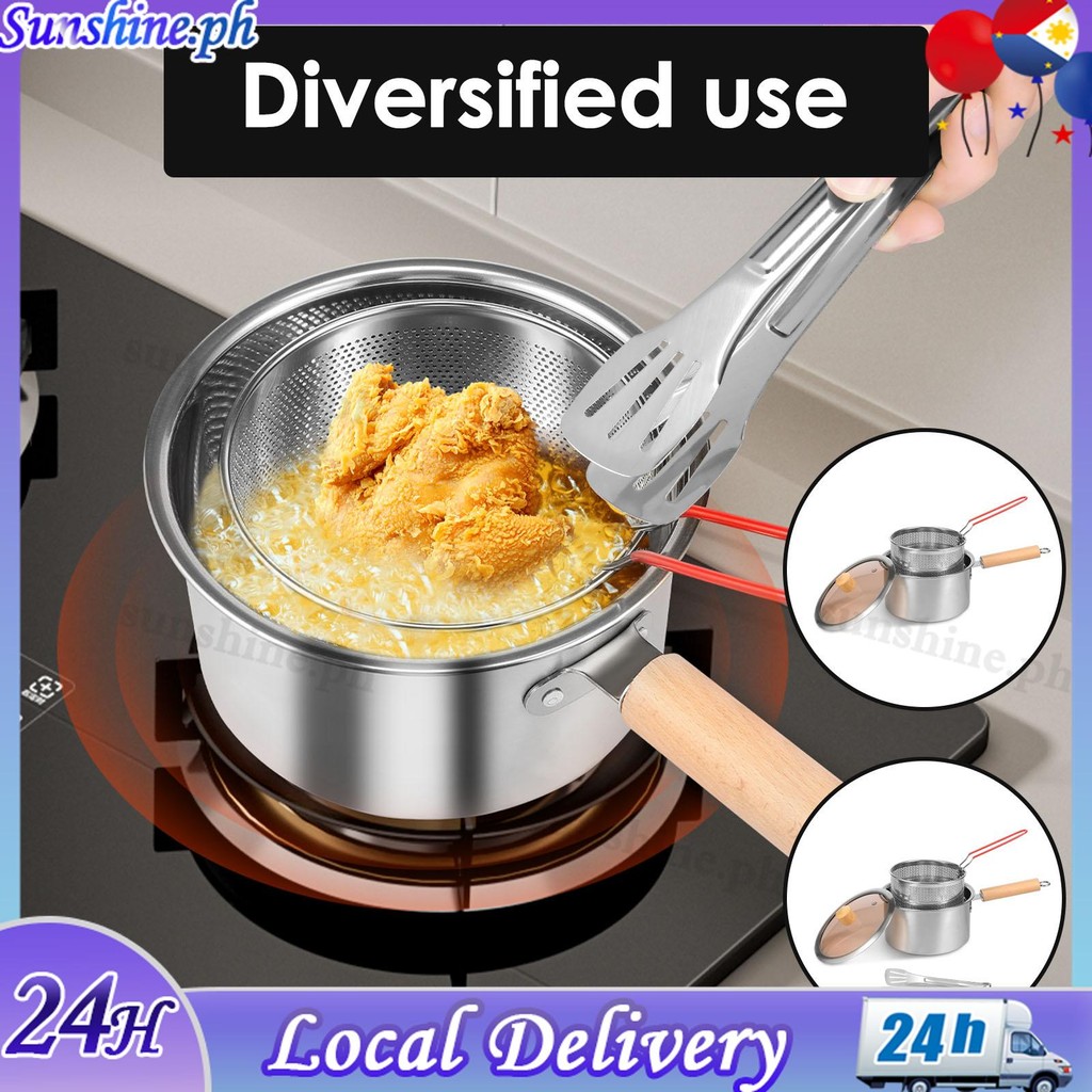 Deep Fryer Pot Stainless Steel Deep Fryer with Basket and Handle