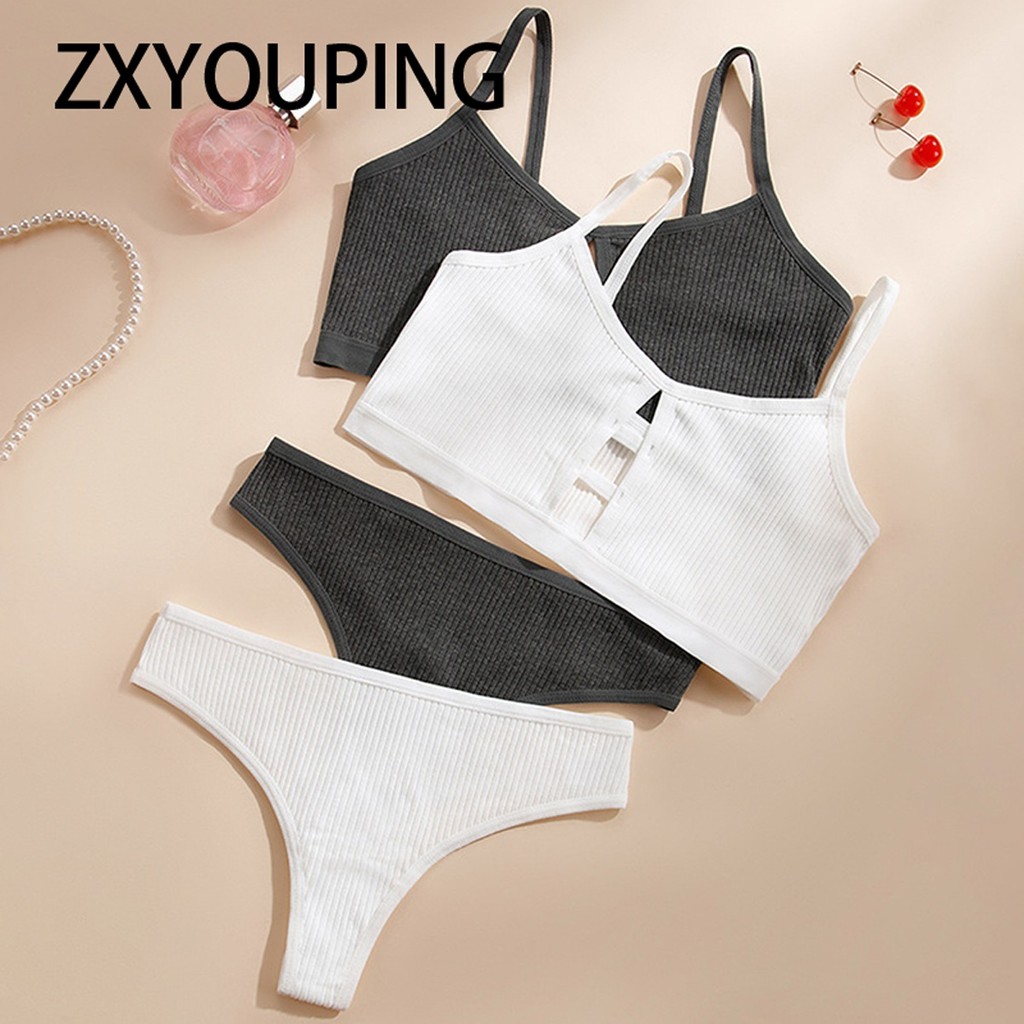 ZXYOUPING Women Unpadded Bra Sexy Hollow Bra Threaded Seamless G String ...