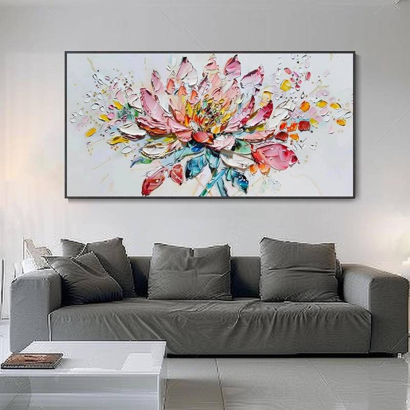 Abstract Purple Flower Oil Painting Canvas Poster Large Modern Decor ...