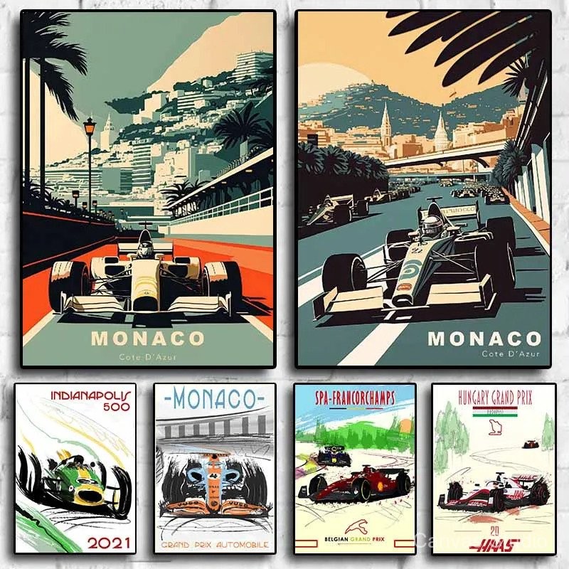 Formula 1 Grand Prix Racing Posters, F1 Poster, Aesthetic, Monaco ...