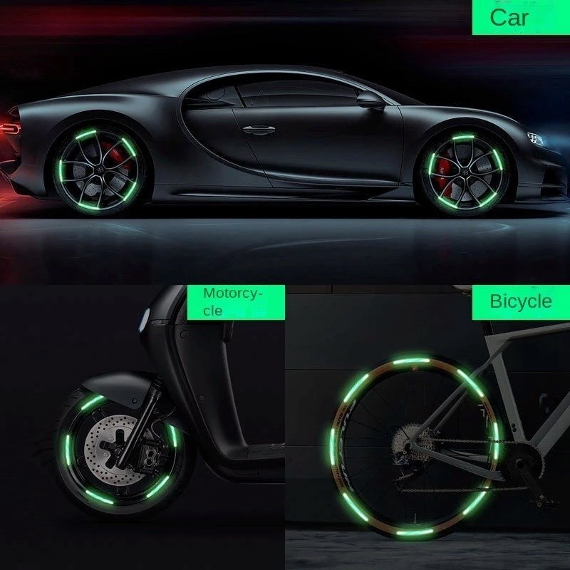 20Pcs/pack Reflective Car Wheel Decorative Stripe Stickers Night Safety ...