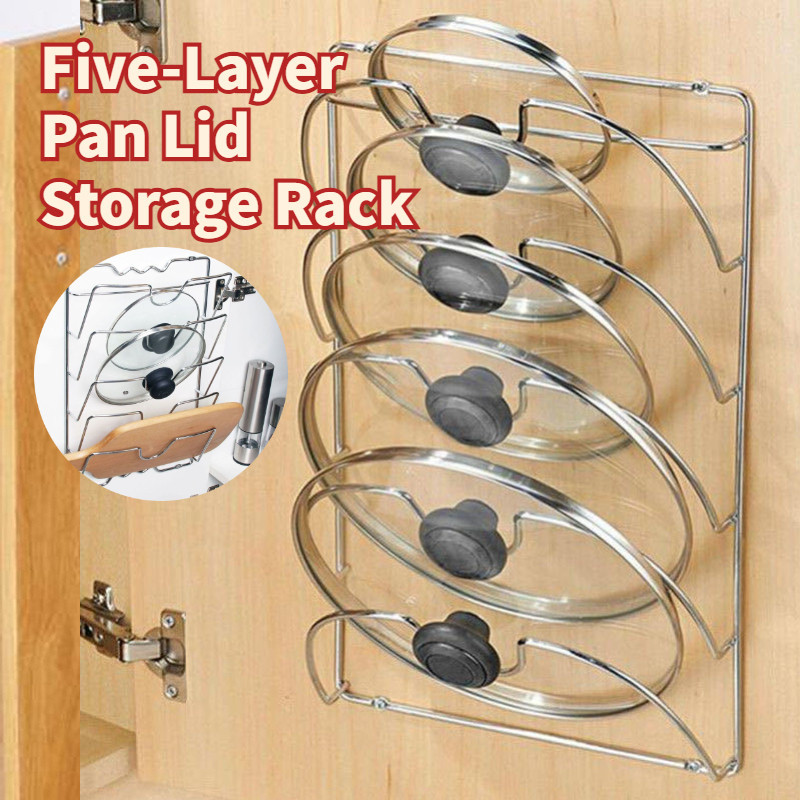 Wall Mounted Hanging Lid Five-Layer Pan Lid Storage Rack ...