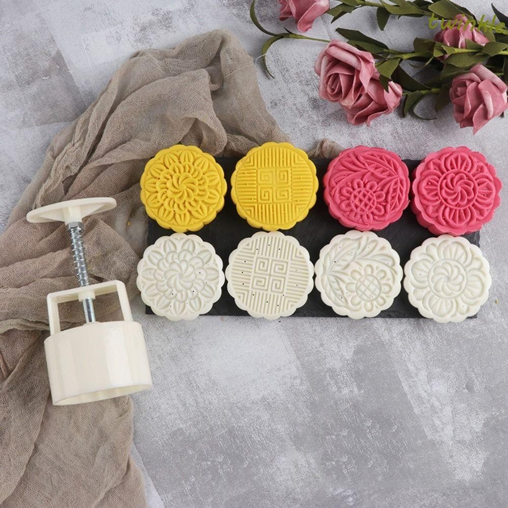 TWINKLE1 Mooncake Mold, Chinese Auspicious Pattern Hand-Press Cookie ...