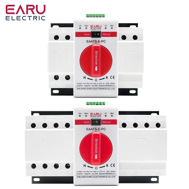 2P 4P 63A 125A ATS PV Dual Power Automatic Transfer Switch AC230V 400V ...