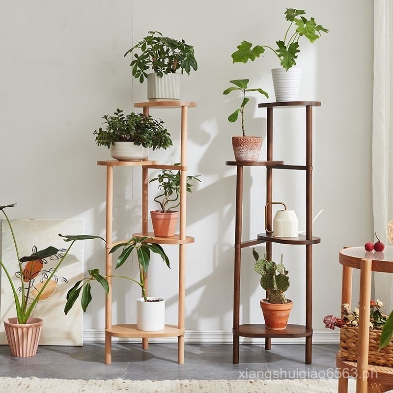 Solid Wood Flower Rack Indoor Home Living Room Multi-Layer Modern ...
