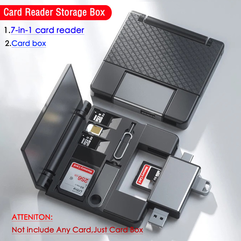 7in1 Multifunctional Card Reader Storage Box SD Card Micro SD Card Case