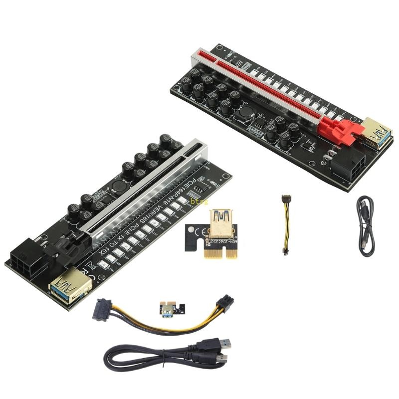 BT PCIE Extender Riser 1x to 16x USB 3 0 Data Cable With LED Card PCI