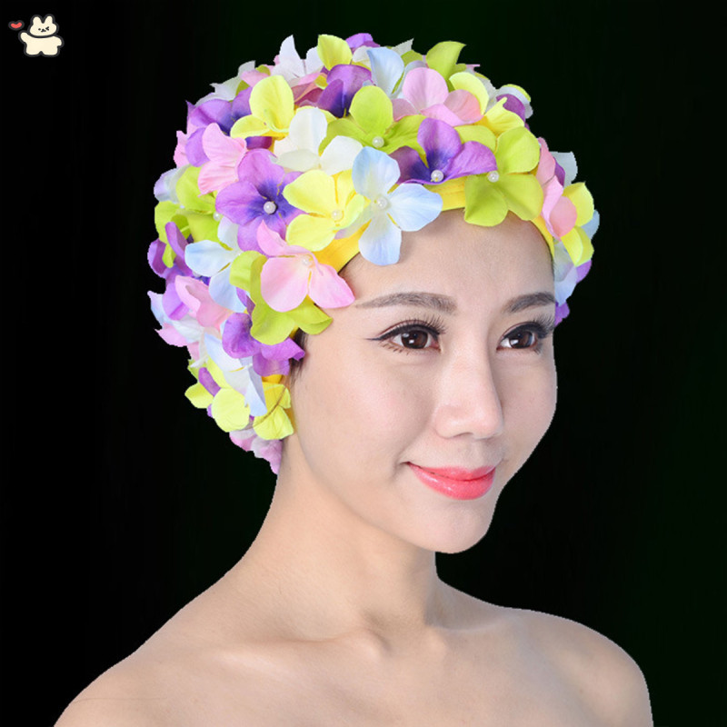Women's Floral Swimming Cap, Fashion Swimming Cap, Petal Hair Care ...