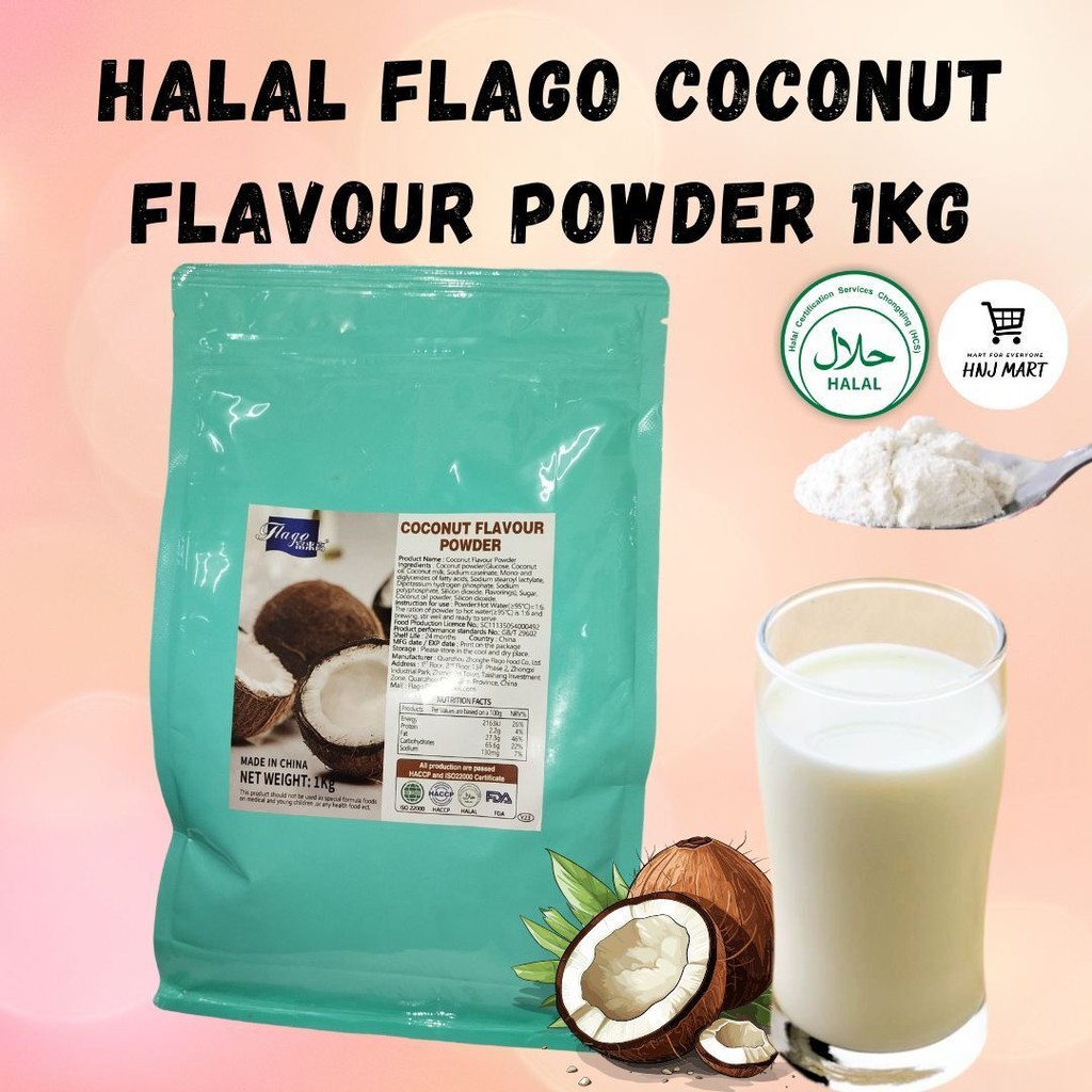 HALAL FLAGO COCONUT FLAVOUR POWDER 1KG BAKING INGREDIENT PREMIX SERBUK ...
