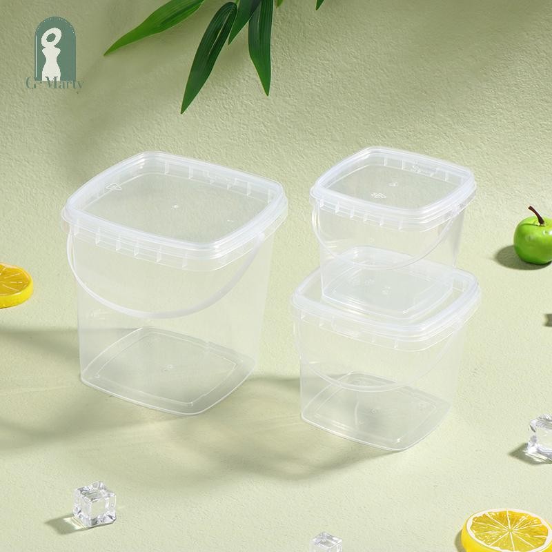 GMARTY 1Pc 280ML/500ML/1L Empty Plastic Bucket With Lid Airtight PP ...
