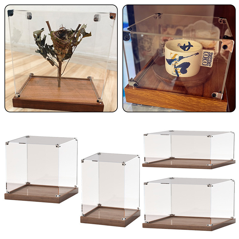 Crafts Collection Display Box Wooden Bottom Storage Box Window Acrylic ...