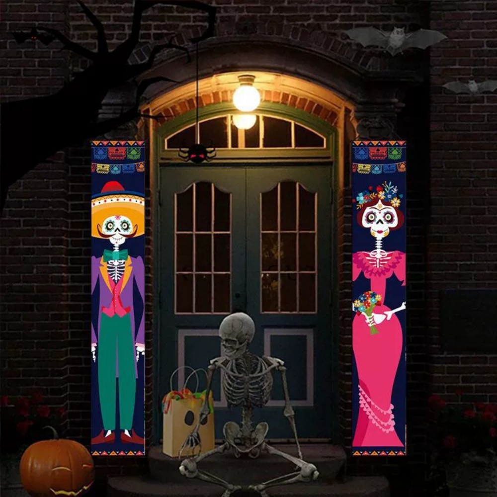 Day of The Dead Porch Sign Door Banner Halloween Costume Mexico Dia De ...