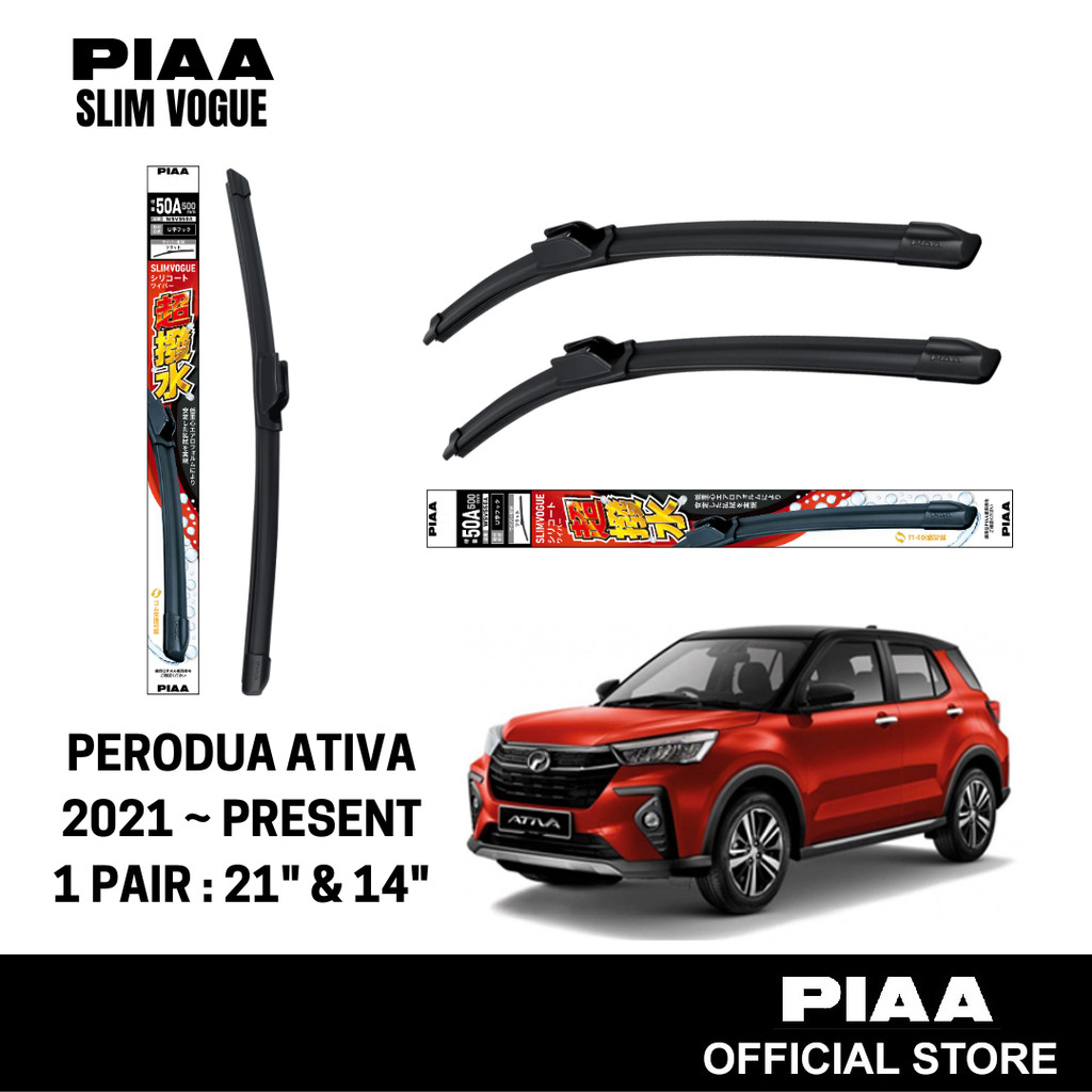 PIAA Slim Vogue Silicone Flat Wiper For Perodua Ativa 2021 ~ Present ...