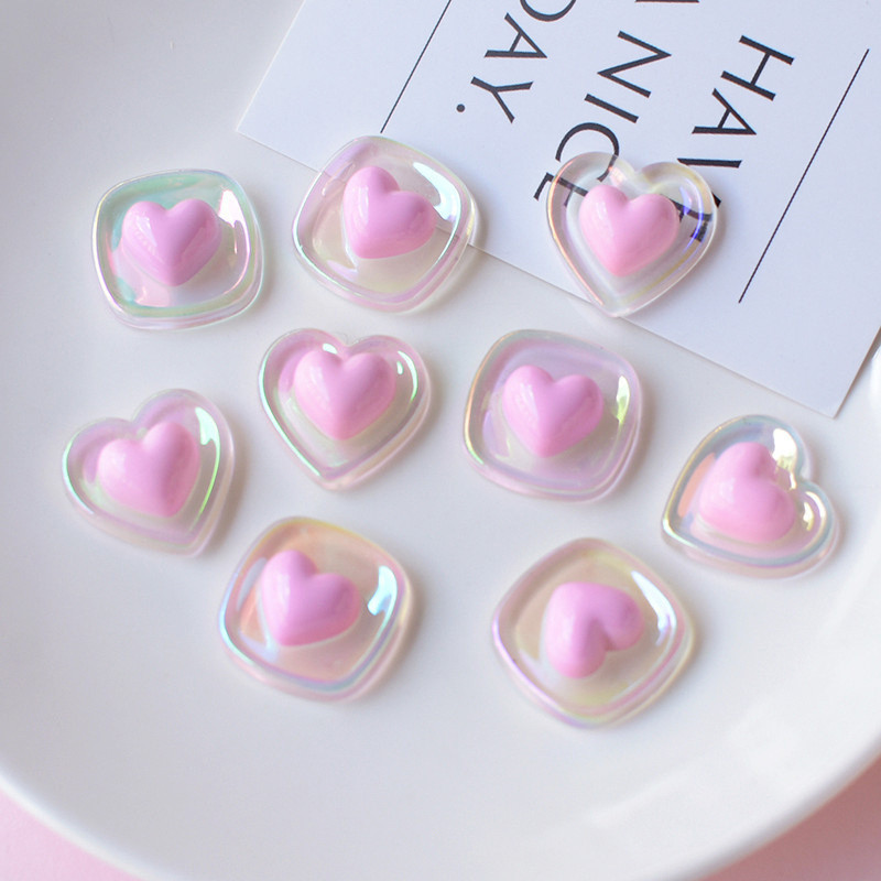 10pcs Beautiful Color Heart Resin Charms for DIY | Shopee Philippines