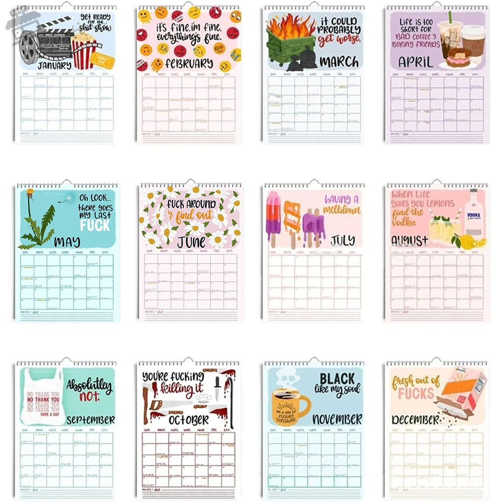 AUGUSTINA Here We Go Again 2025 Calendar, Hanging Monthly 2025 Wall