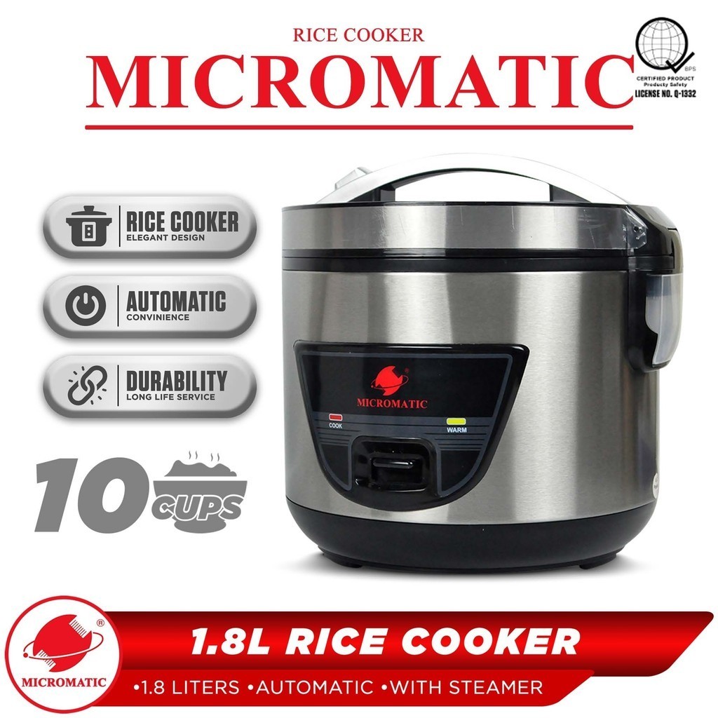 Micromatic Rice Cooker 1.8L with Steamer Jar Type - Gold Mind | Shopee ...
