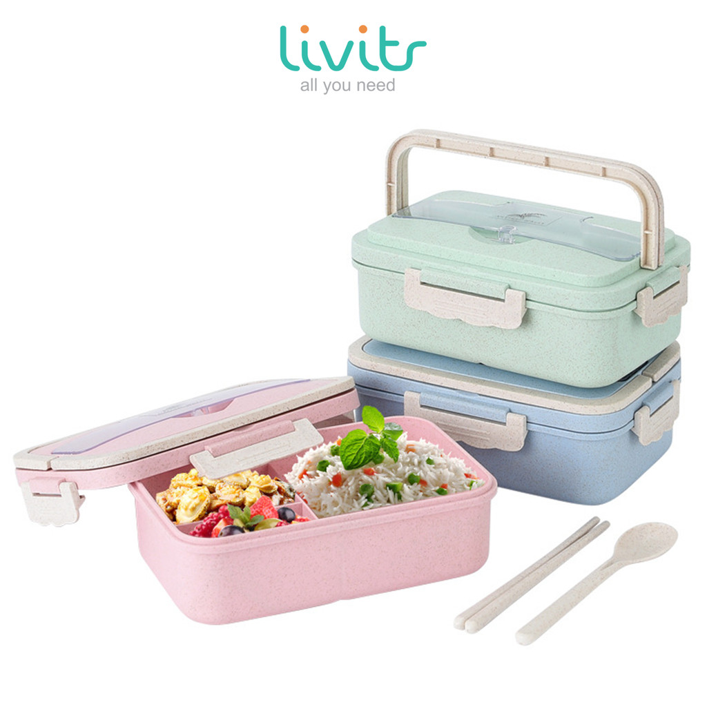 Lunch Box Set Wheat Straw Lunch Box Lunch Box 1000ml 4 In 1 Free Spoon