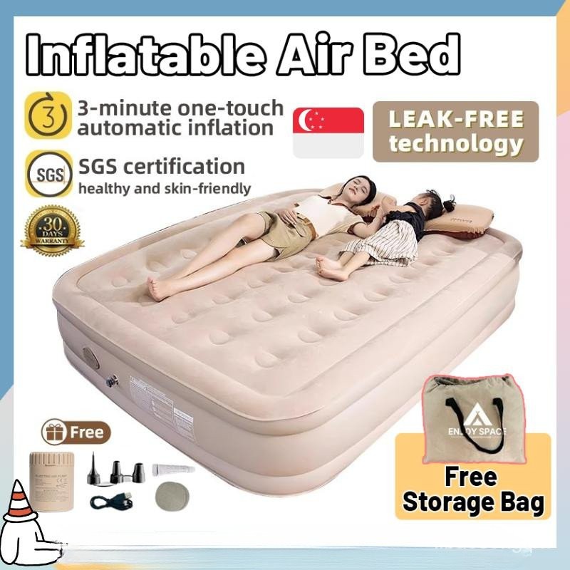 SG READY STOCK Inflatable Air Bed Double Size Foldable with Electric