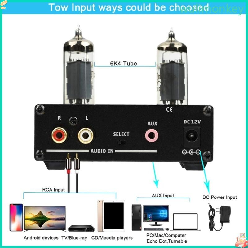 WU Portable Vacuum Tube P2 Preamp Headphone Amplifier Support 3 5mm RCA