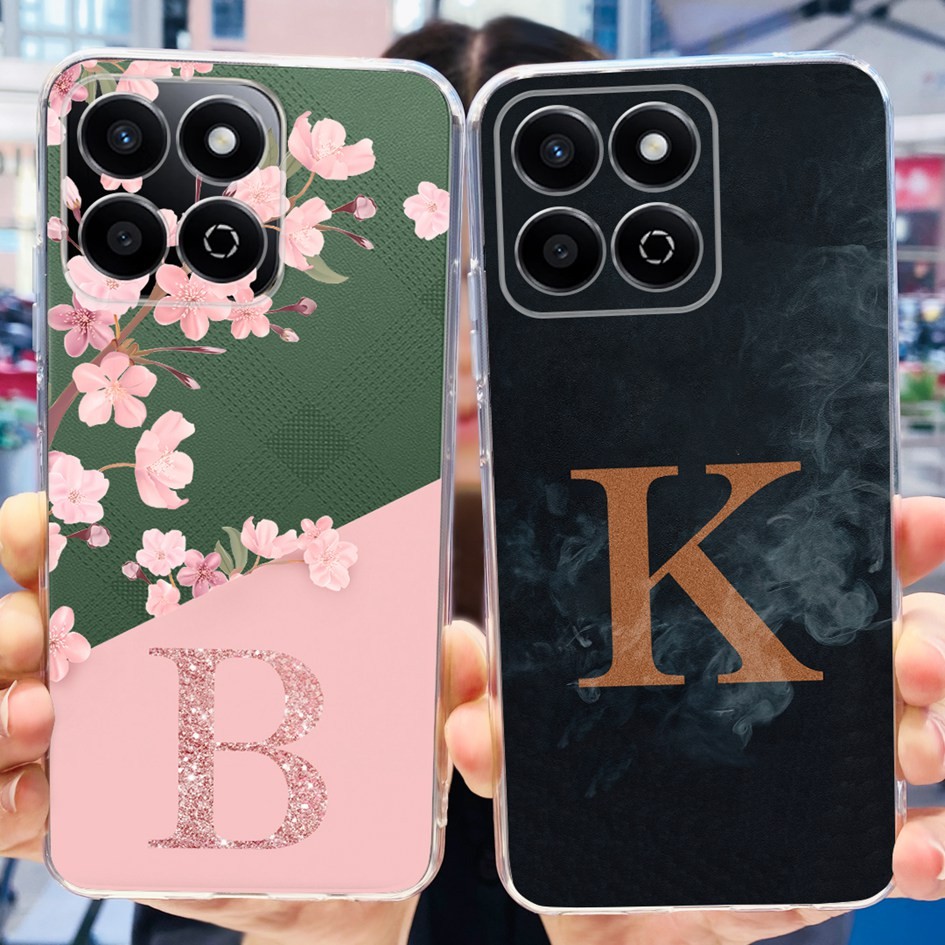 For Honor X7c Case ALT-LX2 Cover Fashion Flower Letters Transparent ...