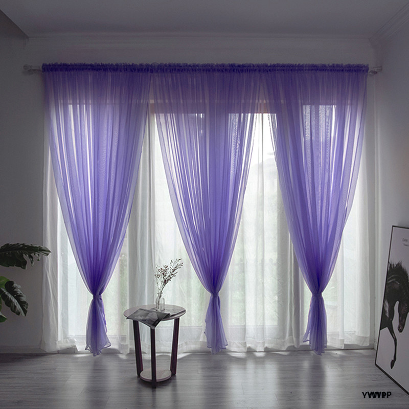 YW1P-Pure Plain Color Curtains Decoration Window Screen Fabric Multi ...