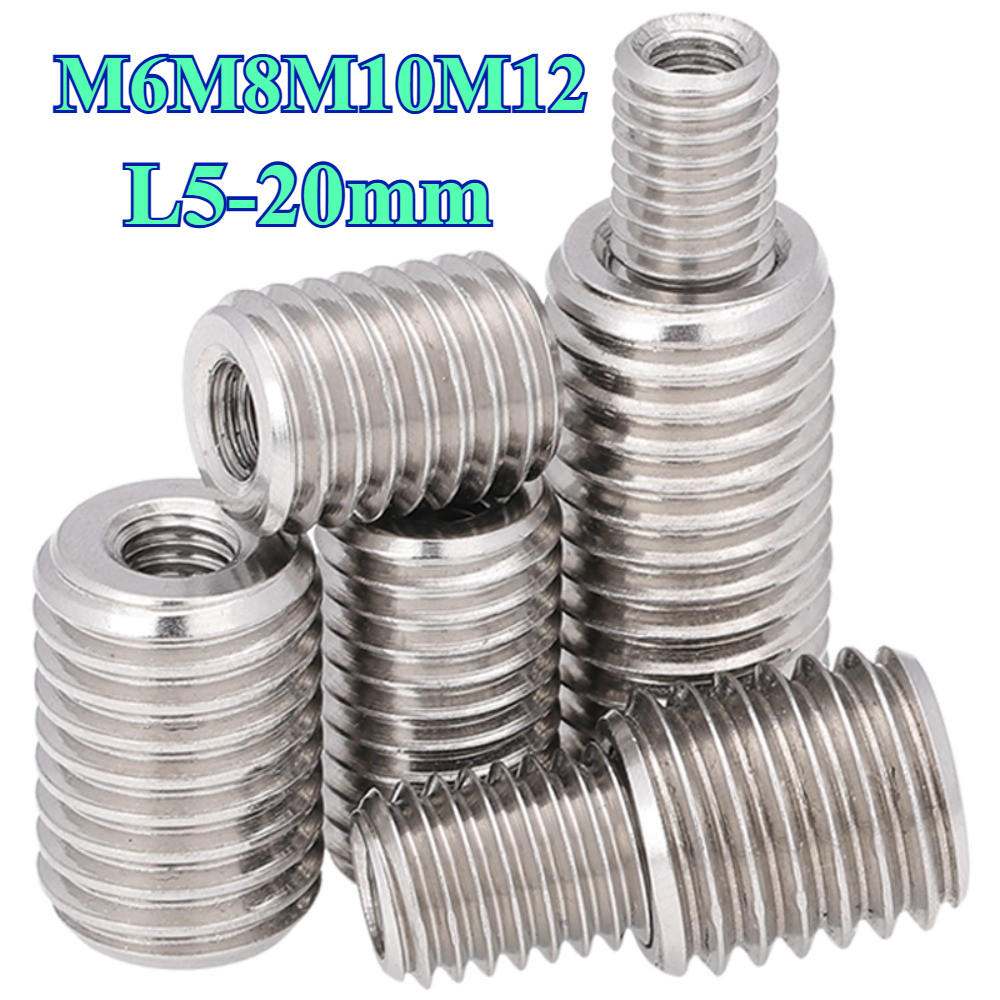 thumbnail image 2 of Pilipane Stainless Steel Repair Sleeve M8 Female Thread M 12 Male Thread Conversion Kit, 10Pcs M 12 To M8 Thread Reducer Nuts, Stainless Steel Repair Sleeve 2 of 12